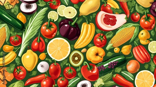 Top view of Food background with of fresh organic vegetables  World vegan day  Generative ai
