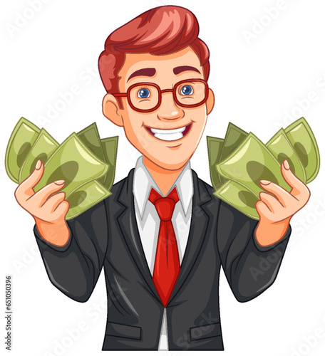 Youth business man holding money