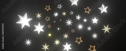 XMAS Stars - Holiday golden decoration, glitter frame isolated -