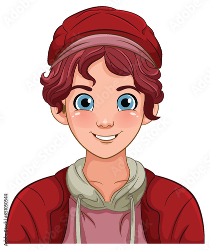 Male teen cartoon wearing hat