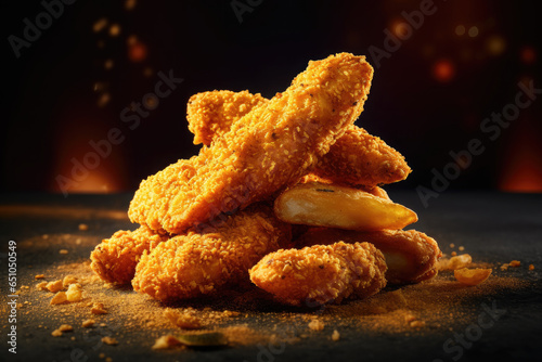 Fried chicken Drumstick with Kethcup, Generative AI photo