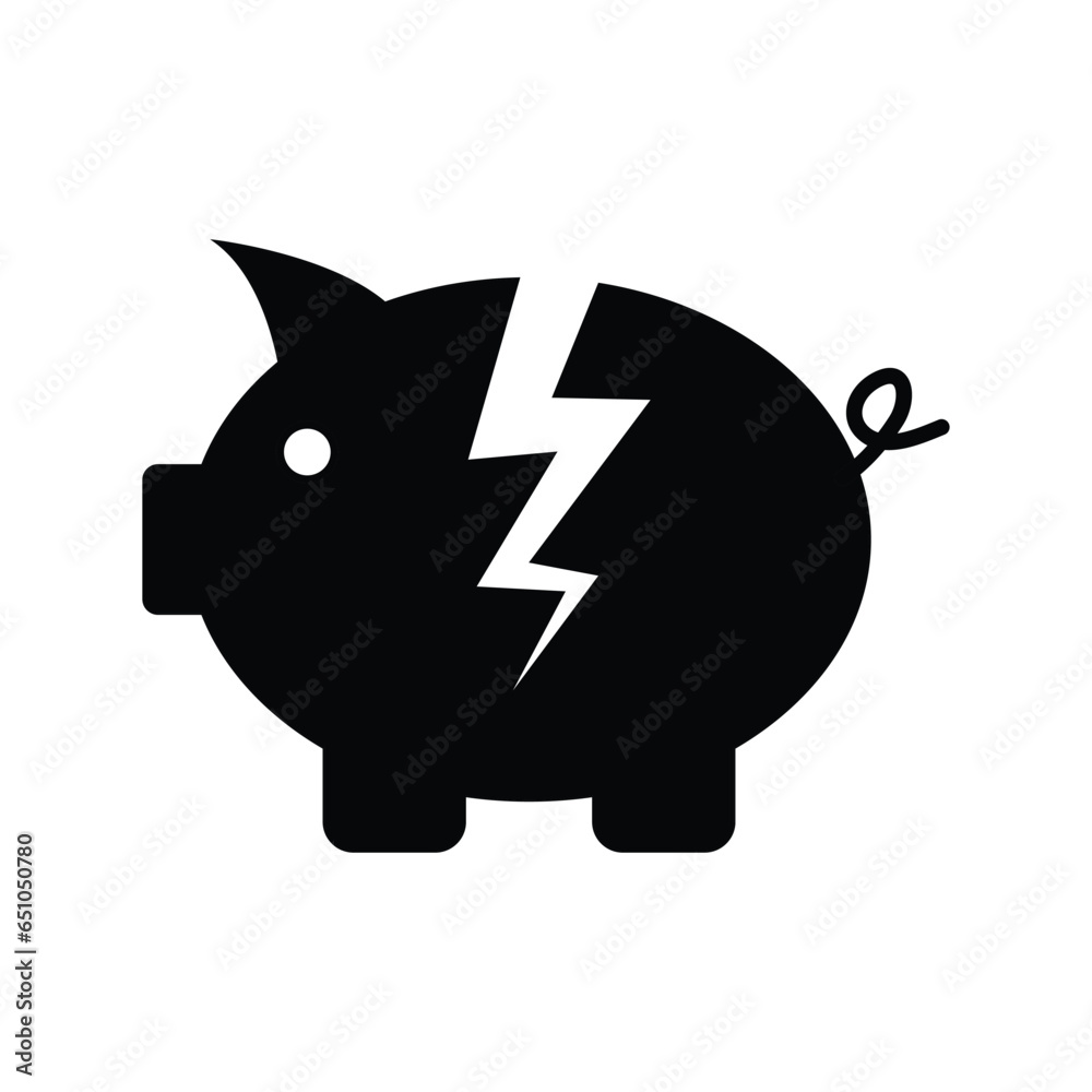 Obraz premium broken money pig icon vector 