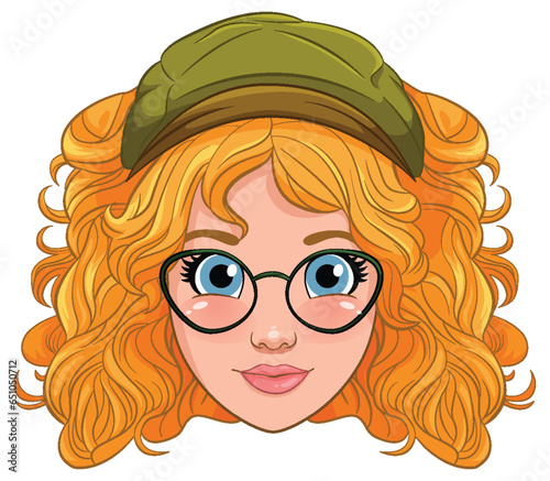 Woman wearing glasses head cartoon isolated