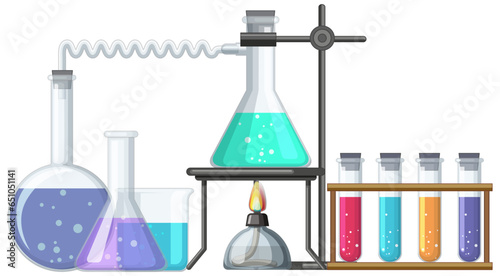Science Logo Banner with Lab Tools and Equipment