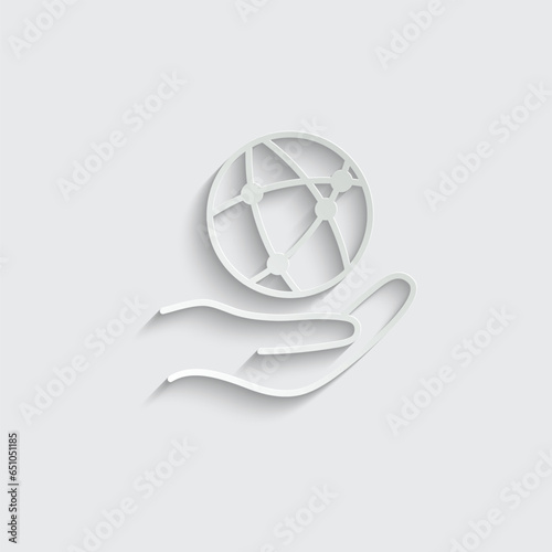 hand holding Global social network icon vector