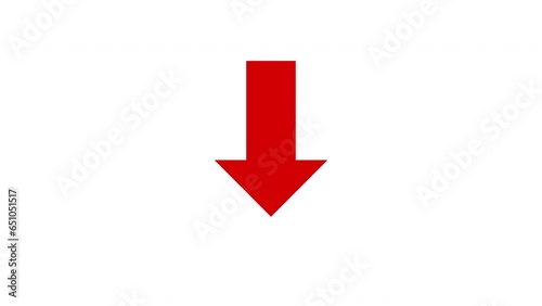 赤い矢印がバウンスするループアニメーション（白背景）