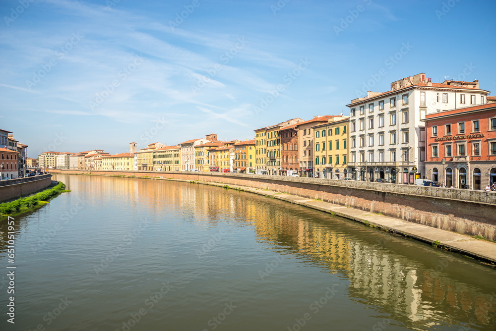 View at the Bank of Arno river in Pisa - Italy, Tuscany