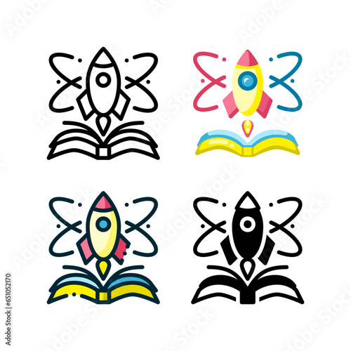 The knowledge booster icon is represented by a rocket launching above a book