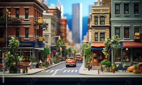miniature city streets and buildings, ai generative