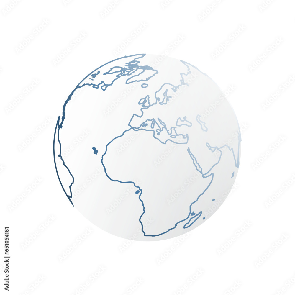 Simple Blue Earth Globe Design Isolated on White Background - Europe, Africa, Middle East Side - Vector Design Simple Blue Earth Globe Design Isolated on White Background - Europe, Africa, Middle East Side - Vector Design