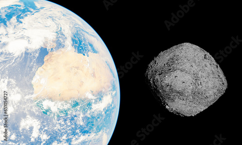 Fototapeta Naklejka Na Ścianę i Meble -  asteroid approaching earth. NASA elements