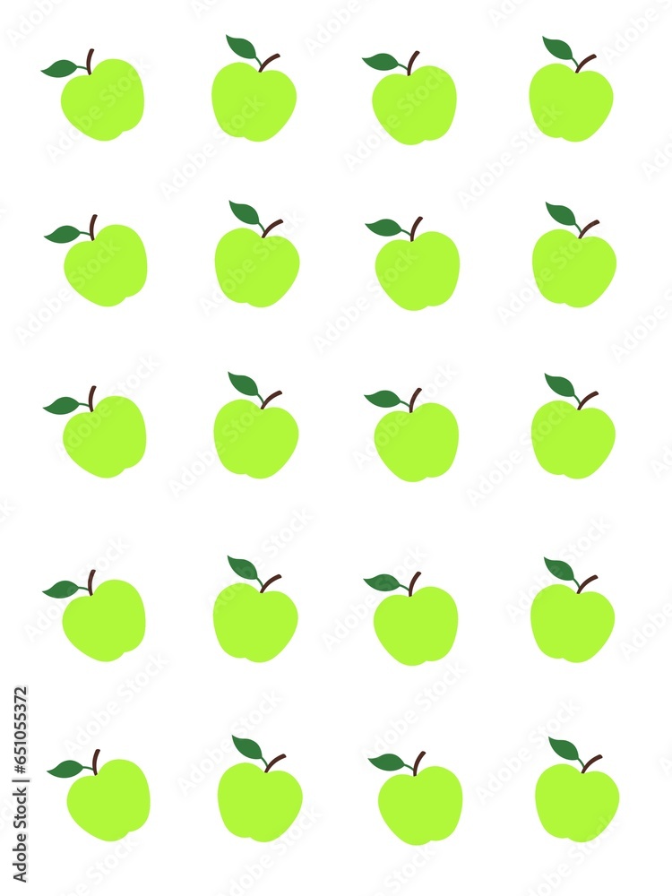 Wallpaper with repetitive pattern of green apples, healthy. For textiles, factories, illustrations, fruit backgrounds Wallpaper with repetitive pattern of green apples, healthy. For textiles, factories, illustrations, fruit backgrounds