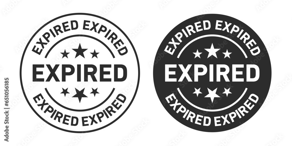 Expired Icons set in black filled and outlined.