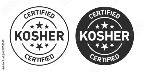 Kosher certified Icons set in black filled and outlined. photo