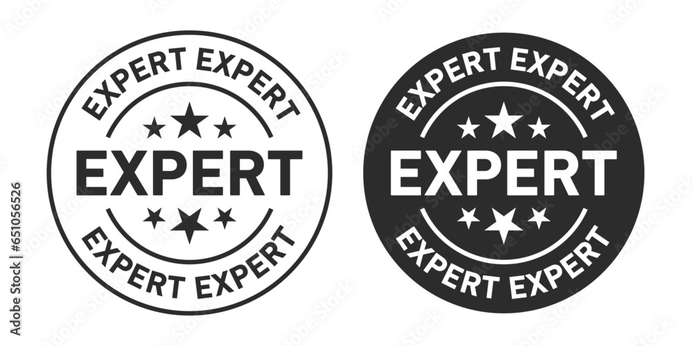 Expert Icons set in black filled and outlined.