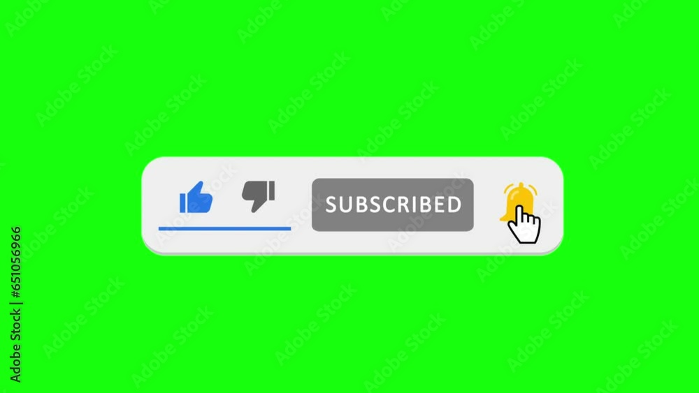 Animated like, subscribe, notification button with pointing finger ...