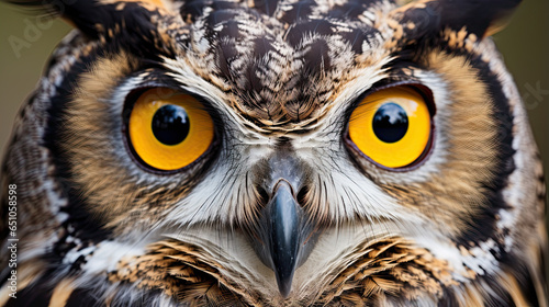 Owl headshot with closeup of face. © Ziyan Yang
