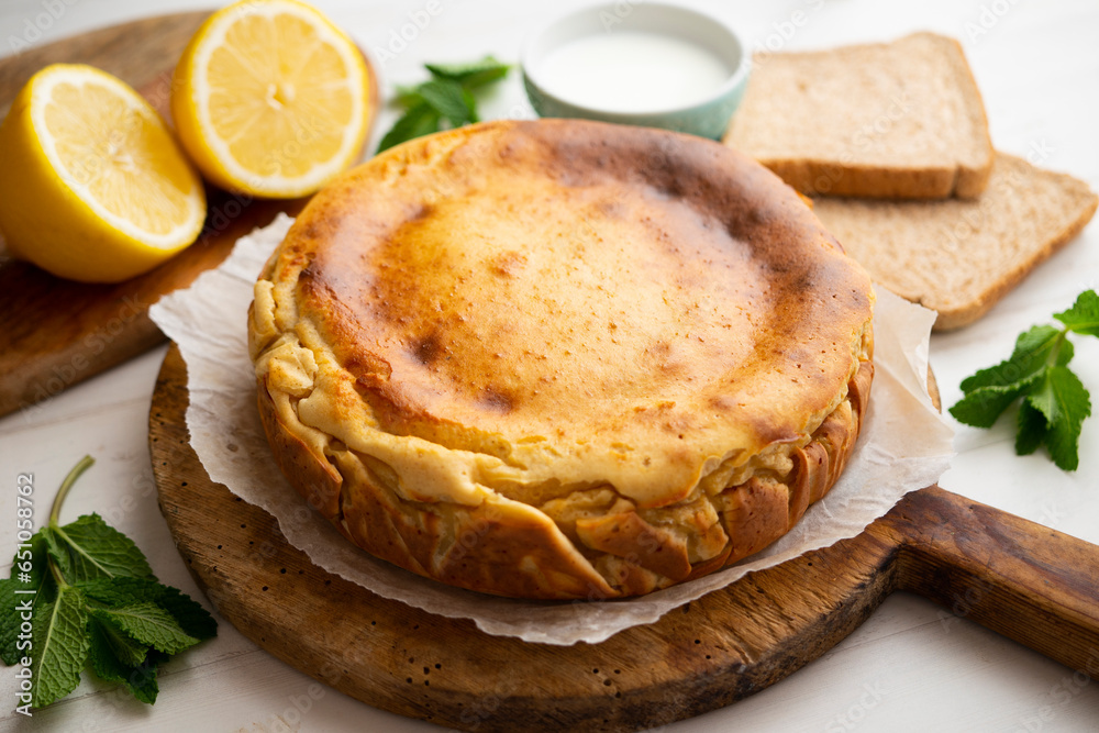 Bread Cake. Spanish recipe made with bread, egg, flour and cinnamon. Bread Cake. Spanish recipe made with bread, egg, flour and cinnamon.