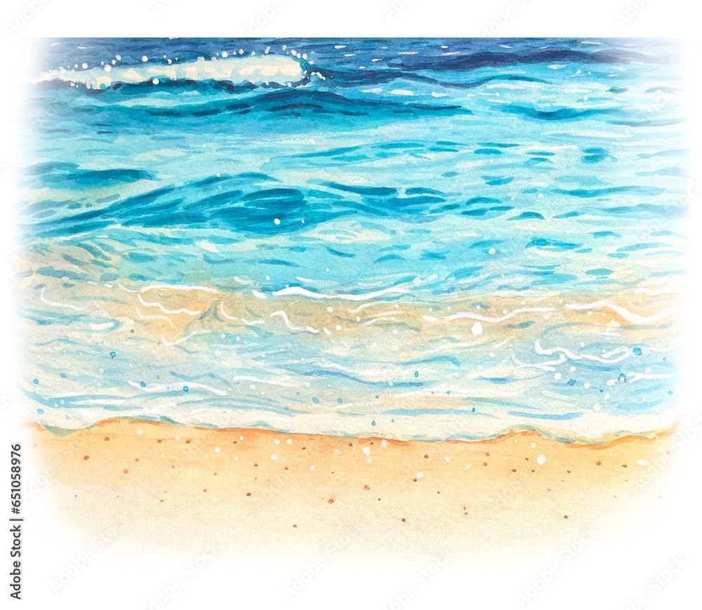 Watercolor sea background, sea beach