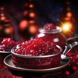Cranberry sauce, blurred background