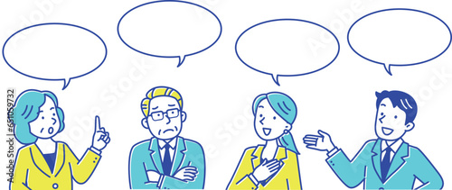 ビジネスマンの会話　吹き出し　いろいろセット