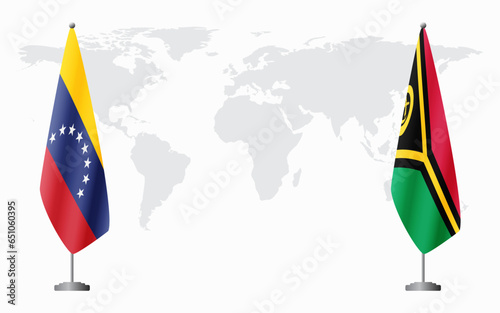Venezuela and Vanuatu flags for official meeting