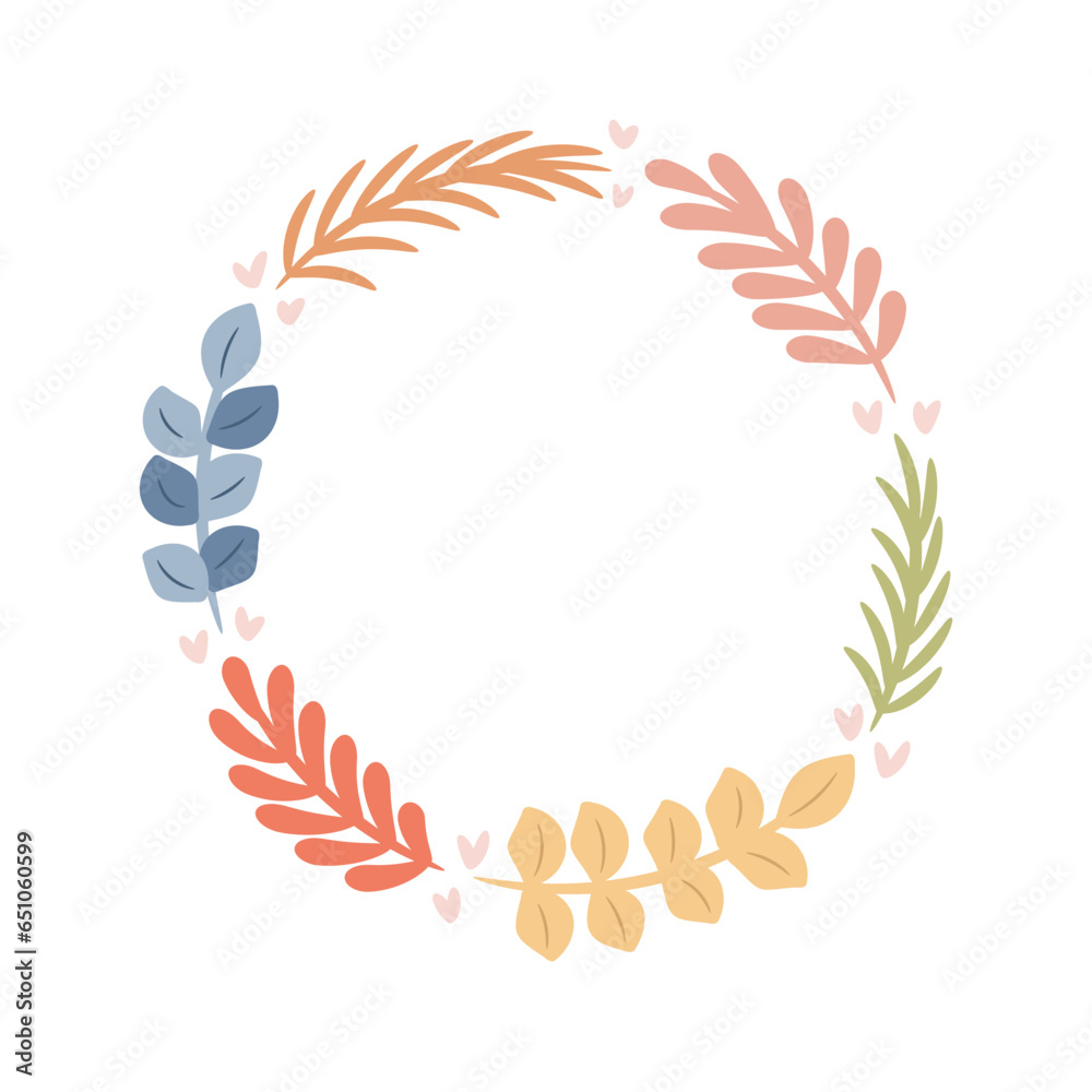 Abstract foliage wreath. Vector illustration.