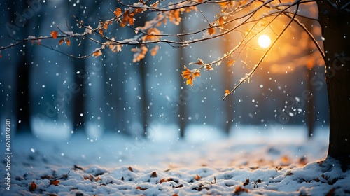 Winter landscape with trees and snow