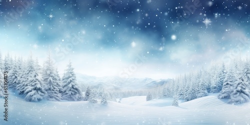 Beautiful Winter Landscape, Santa Claus Brings Holiday Magic with Snowfall, Creating a Festive Scene Amidst Snowy Trees, Evoking Seasonal Charm © Ben