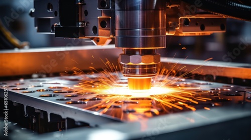 CNC Laser cutting of metal, modern industrial technology Making Industrial Details. The laser optics and CNC (computer numerical control) are used to direct the material or the laser beam generated. Ф