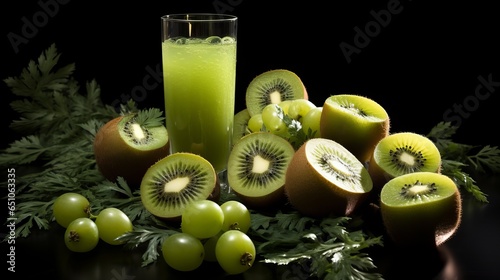 Healthy drink, a green smoothie. Healthy eating, diet and wellness concept.