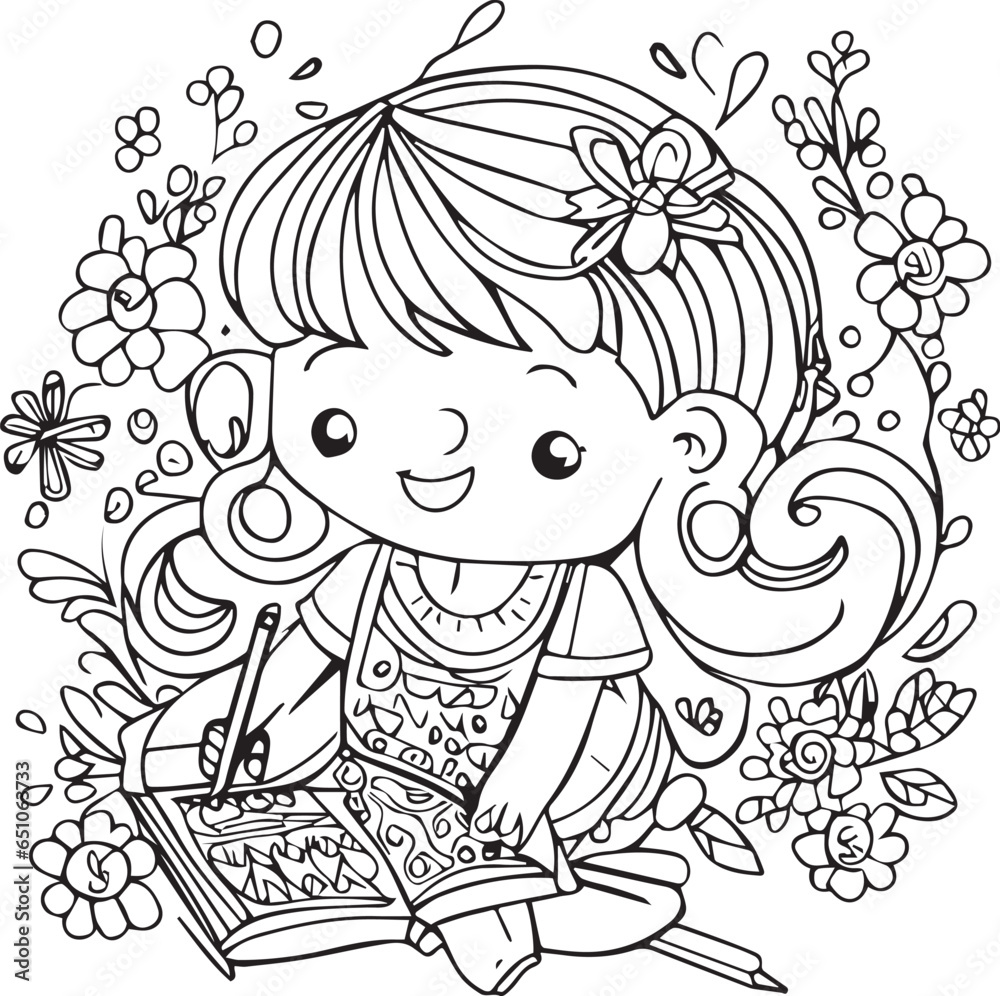 Fototapeta premium Coloring page illustration design.