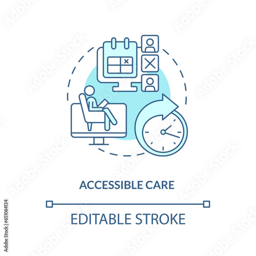 2D editable accessible care thin line blue icon concept, isolated vector, monochromatic illustration representing online therapy.