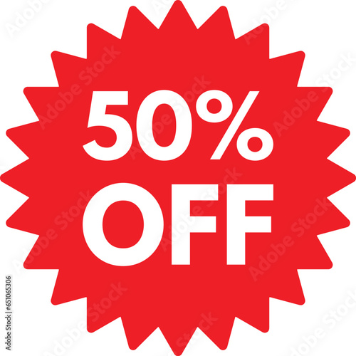 Sale red button with 50% off . 50% off icon . Sale and discount price sign . Discount up to 50 percent off sale vector