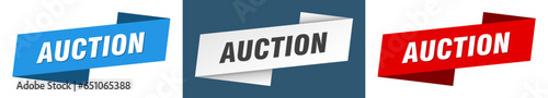 auction banner. auction ribbon label sign set