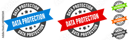 data protection stamp. data protection round ribbon sticker. tag