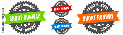 short runway sign. round ribbon label set. Seal