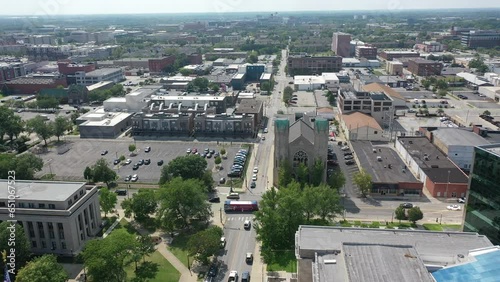 Aerial View of church in city photo