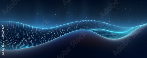 Abstract Pointillist Waves: Dark Blue Neon Grids