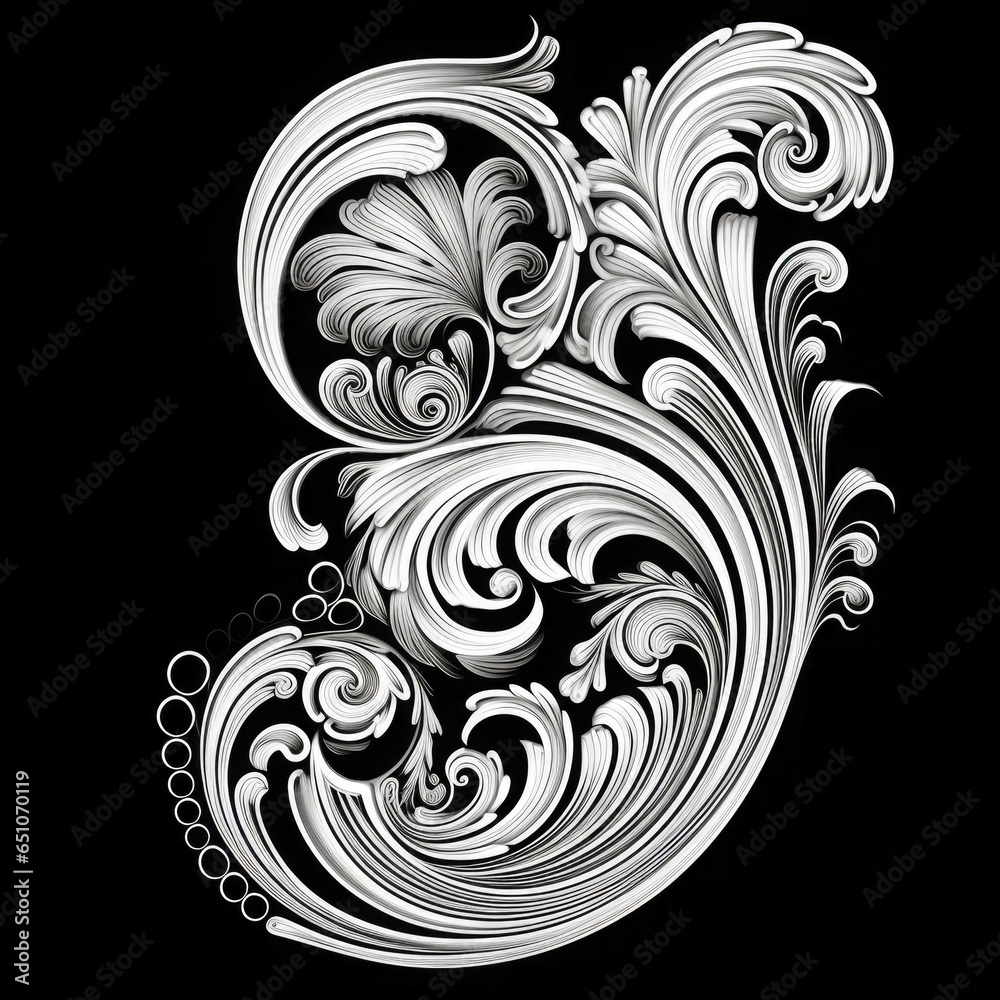 Fototapeta premium antique vintage calligraphic swirl Filigree, AI Generated