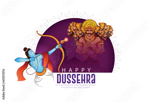 illustration of Bow and Arrow of Rama, Happy Dussehra festival of India, Lord Rama killing Ravana photo
