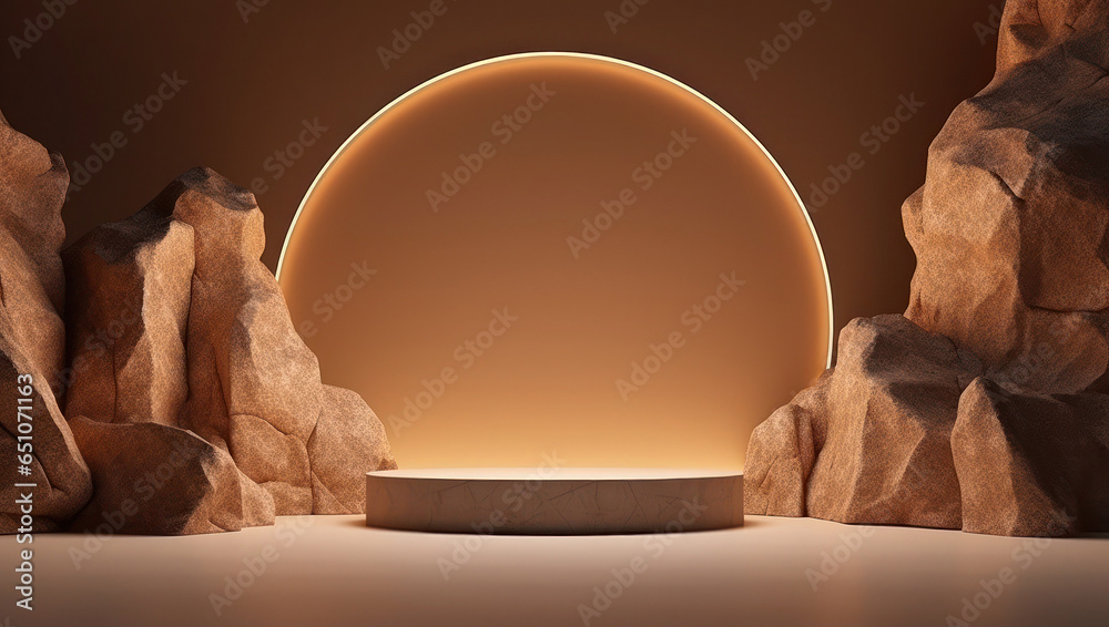 Stone and Rock podium background, minimalist mockup for product display or showcase - obrazy, fototapety, plakaty 