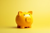 picture of yellow piggy bank on dull background, made with advanced methods. Generative AI