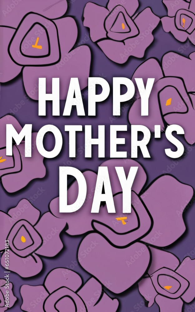Elegant Purple Flower Happy Mothers day Poster Generative AI