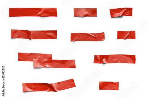 Realistic Red Tape Collection Isolated Background