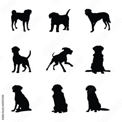 Large Collection of black Dog silhouettes in different poses