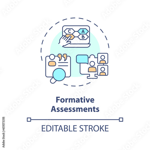 2D editable multicolor icon formative assessments concept, simple isolated vector, MOOC thin line illustration.