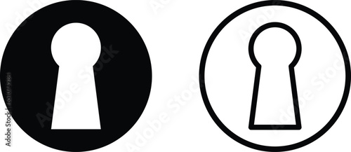 keyhole icon circle set in two styles isolated on white background