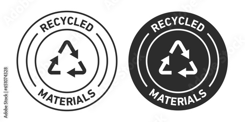 Recycled materials Icons set in black filled and outlined.