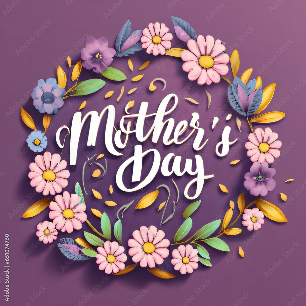 Elegant Purple Flower Happy Mothers day Poster Generative AI Elegant Purple Flower Happy Mothers day Poster Generative AI